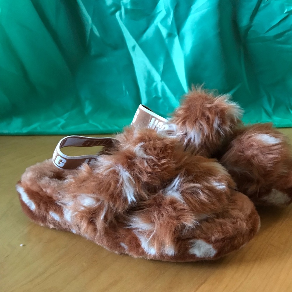 Ugg Fluff Yeah Oh Yeah Women’s Fuzzy Slides Tan A… - image 4